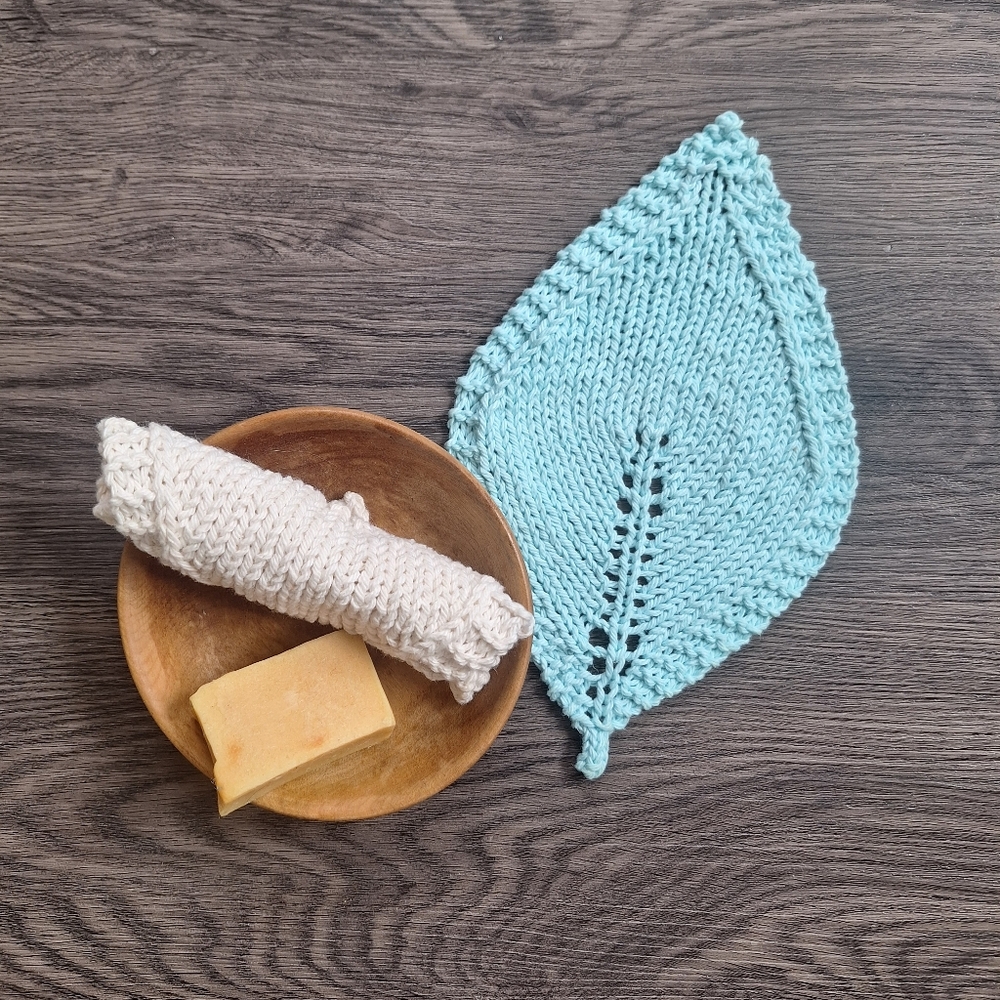 Hand Knit Leaf Cloths (Set Of 2)
